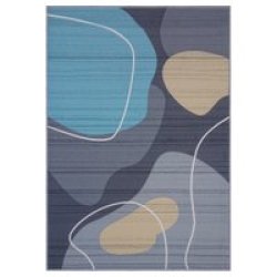 Lava Blobs Polyester Print Area Rug 120X180CM Blue Grey And Yellow