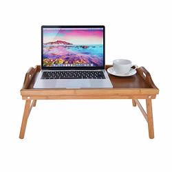 Inkach - Laptop Table Stand Clearance Laptop Table Inkach Portable Bamboo Bed Tray Computer Desk Overbed Side Table Breakfast Serving Tray Notebook Holder Yellow