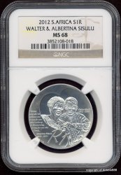 Silver 1 Rand 2012 Walter & Albertina Sisulu - MS68 High Grade