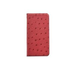 Book Case Magnetic Genuine Leather With Ostrich Print For Huawei P9 Lite Red