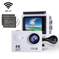 Yelin 4K25FPS Wifi Sports Action Camera Pocket Camera Ultra HD IP68 Waterproof Camcorder 12MP 170 Degree Angle Sony Lens With 2' Lcd Screen 2PCS