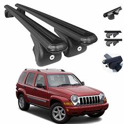 Roof Rack Cross Bars Lockable Luggage Carrier Fits Jeep Liberty 2002-2007 Aluminum Black Cargo Carrier Rooftop Luggage Bars 2 PCS. 