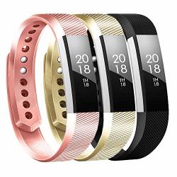 Baaletc Replacement Bands Compatible Fitbit Alta Alta Hr And Fitbit Ace Classic Accessories Band Sport Strap For Fitbit Alta Hr Large&small 3PCS Rose Gold champagne