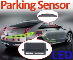 Car Led Parking Reverse Backup Radar System With Backlight Display+ 4 Sensors - Black