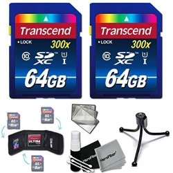 Transcend 128GB High Speed Class 10 Sd 45 Mb s 300X Memory Card 2 X 64GB Memory Cards For Nikon Coolpix L840 L830 L820 AW130