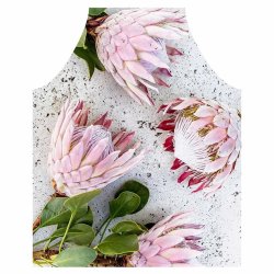 Floral Pink Proteas On White Apron