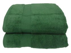 's Elegant 380 Zero Twist Bath Towel 380GSM 2 Piece Pack Bottle Green