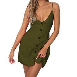 Women Solid MINI Sling Dress Party Clubwear Dress Bandage Dress Green 2XL