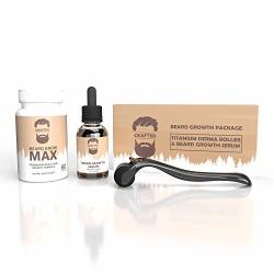 Beard Growth Bundle - Beard Growth Serum Derma Roller For Beard Growth And Beard Grow Max - Stimulate Beard And Hair Growth - Derma