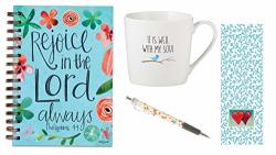 It Is Well With My Soul Cafe Mug Rejoice In The Lord Journal Floral Ink Pen With Bookmark Bundle