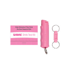 SABRE Pink Key Case Pepper Spray & Drink Test Kit Pink