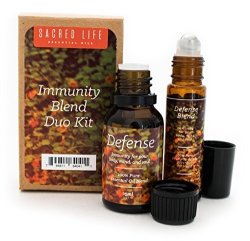 Immunity Essential Oil Blend Duo Kit Includes Defense 15ML Full-strength & 10ML Roll-on Blends 100% Pure & Therapeutic Stop Airborne Threats Support Immune System Immunity Blends