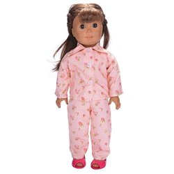 Wenjuan Doll Clothes 2PC Sleepwear Pajamas Fits 18 Inches American Girl Dolls By Sweet Dolly Cute Nightgown Clothes D