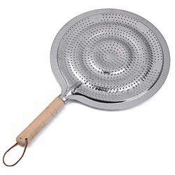 Cooking Heat Diffuser Simmer Ring With Wooden Handle Heat Diffuser For Gas Hob Electric Stoves Silver