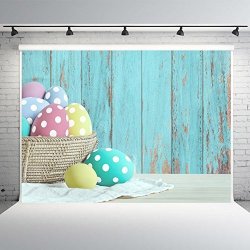 Nextunit 7X5FT Easter Wood Wall Photography Backdrops Vinyl Colorful Eggs Photo Studio Background Props Photographic Booth