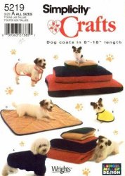 Simplicity 5219 Crafts Sewing Pattern Pet Dog Beds Blankets Coats