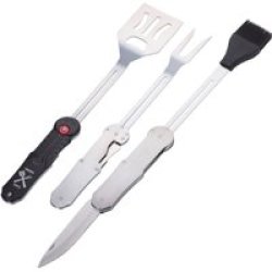Braai Set: Fork Brush And Knife Bbq - 3 Piece 5 Functions