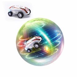 Wenasi MINI High Speed Stunt Car Toy With Transparent Ball USB Rechargeable LED Light Up 360 Degree Race Cars Novelty Decompression Toy Adult Children Random Color