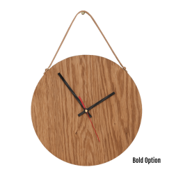 Magna Wall Clock In Oak - 250MM Dia Natural Bold Red Second Hand