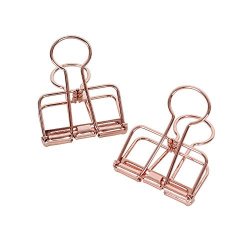 Rose Gold Hollow Out Metal Wire Binder Clips - Medium 32MM - Pack Of 12