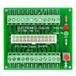 Electronics-salon 24 20-PIN Atx Dc Power Supply Breakout Board Module.