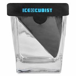 Ice Cubist Cocktail Slide - Slanted Ice Cube Mold & Whiskey Glass Set - Includes 1 Wedge Mold 1 Square Glass - Bar & Cocktail Accessories