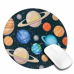 Round Mouse Pad Cute Galaxy Space Art Solar System Planets Mars Mercury Uranus Jupiter Venus Kids Print Non-slip Gaming Mouse Mat 2 Pcs