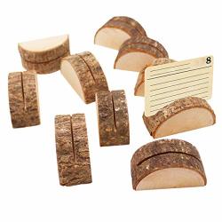 Numblart 10 Pcs Rustic Wooden Wedding Table Name Number Place Card Holders For Wedding Party Home Decoration - Semicircular Wood Memo Note Picture Card