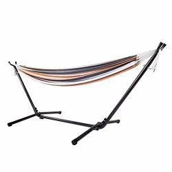 Heilsa Camping Hammock Set Hammock With Stand Cotton Hammock Colorful Stripe Portable Outdoor Polyester Hammock For Outdoor Camping Travel Beach