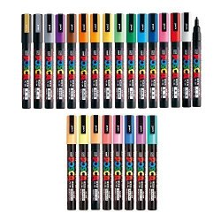 Uni Posca Paint Marker Pen, Fine Point, Set of 7 Natural Color (PC