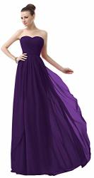 Lily Anny Long Chiffon Sweetheart Evening Bridesmaid Dresses Prom Gowns L003LF Purple US10
