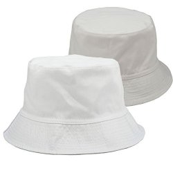 Faleto Bucket Hat Boonie Hat Wide Brim Fishing Hat Reversible Cotton Casual Plain Cap White