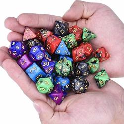 Gilh 35PCS Polyhedral Dice Set Multisided Dices Swirl Rpg Role Playing Games Gadget W bag