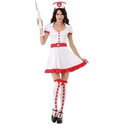 NIGHT Shift Nurse Women's Sexy Halloween Role Play Costume Scrubs White Large