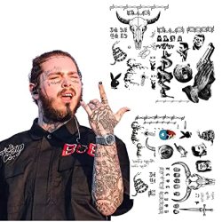 Halloween Face Tattoos 2022 Deals On Leoars Face Tattoos Temporary Fake Face Neck Hands Arm Tattoos Tattoo Sticker Set For Halloween Costume Accessories And Parties 4 Sheet Compare Prices Shop Online Pricecheck