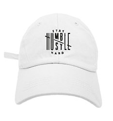 Themonsta Humble Stay Hard Logo Style Dad Hat Washed Cotton Polo Baseball Cap White