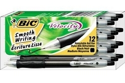 BIC Velocity Medium Ballpoint Pens - Black Box Of 12