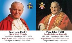 Pope John Paul 11 & Pope John XX111 - Canonization Holy Card