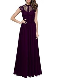 Long Thaliadress Lace Sheer Neck Retro Royal Style Formal Evening Dress T286LF Grape Purple US18W