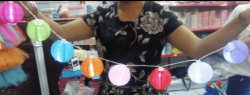 12 Mini Colorful Fabric Lanterns - Dark Pink- 7.5 Cm