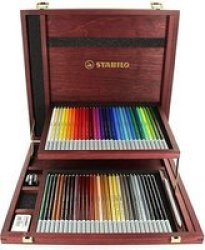 Carbothello Pastel Pencils In Wooden Box Set Of 60 - With Sharpener And Kneadable Eraser
