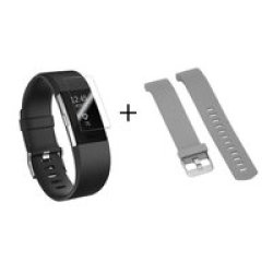 Generic Fitbit Charge 2 Silicone Strap S m Grey - With Tpu Screen Protector