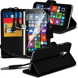 ONX3 Carbon Fiber Wallet Microsoft Lumia 640 XL Case Carbon Fiber Pu Leather Wallet Flip W Card Slot Case Skin Cover W