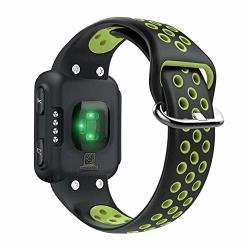Hmj Band Compatible Garmin Forerunner 35 30 Smart Watch Bands Breathable Silicone Accessory Band Replacement Sport Strap With Screwdriver For Forerunner 35 30 Gps Running Smart Watch Black-green