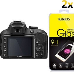 2-PACK Khaos For Nikon D3200 D3400 D3300 D3100 Dslr Digital Camera Tempered Glass Screen Protector With Lifetime Replacement Warranty