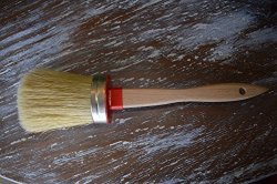 Chalkology Artisan Series - Oval Chalk Paint Waxing Brush Large Professional Brush Pure Bristle Varnished Wood Handle