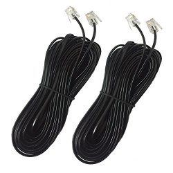 Phone Cord Yushvn 2 Pack 6P4C 10M 33FT Black Telephone Line Extension Cord Cable Wire Male To Male RJ11 Modular Plug For Landline Telephone