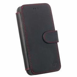 Wilken Iphone XS Max Leather Wallet With Detachable Phone Case Wireless Charging Compatible Top Grain Cowhide Leather Black red XS Max