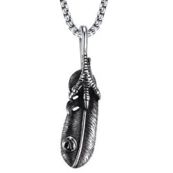 Alloy Eagle Claw Feather Pendant Necklace