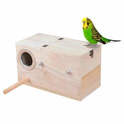 JungleAquashrimp Bird Nesting Box Wood Parakeet Budgie Cockatiel Finch Breeding Nesting Bird Aviary Cage Box 